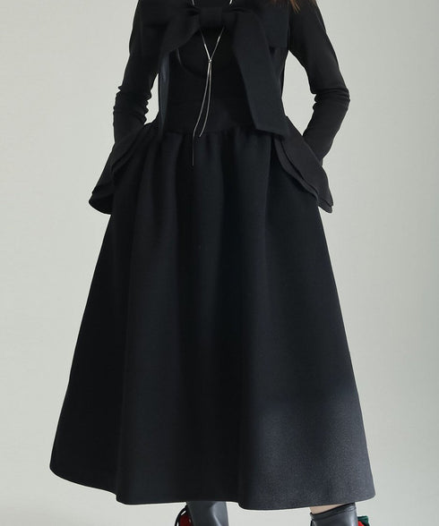 Bow Strap Wool Dress